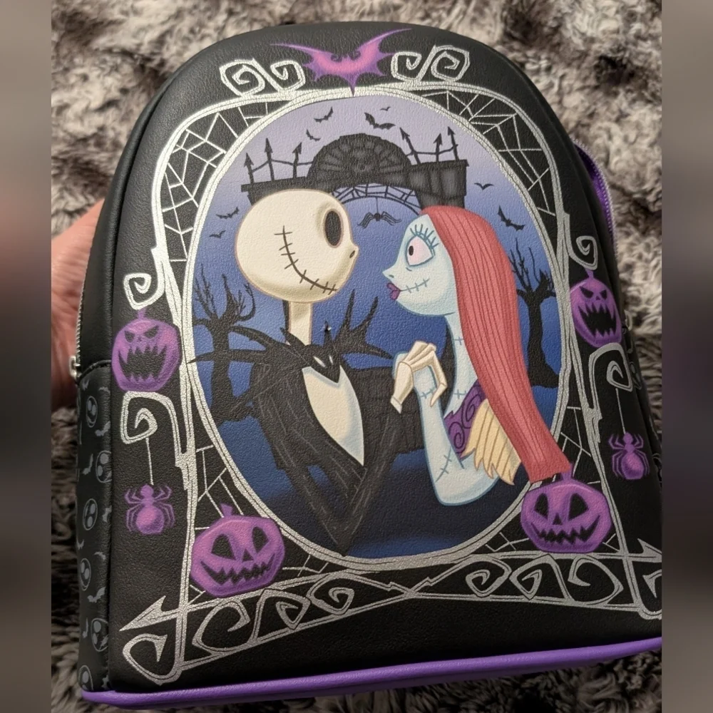 Loungefly The Nightmare Before Christmas Jack & Sally Pumpkin Frame Backpack